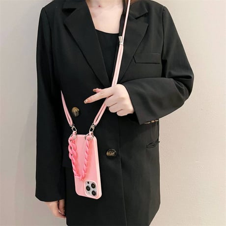 【N041】iPhone16pro/15 proケース 韓国風 おしゃれ 斜め掛け ショルダースマホケース