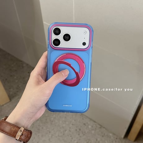 【N804】iphone ケース 韓国 流行り バイカラー iphone ケース magsafe スタンド
