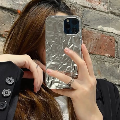 【N108】シワ加工 iphone15/15pro ソフトケース 韓国 ベージュ/グリーン/パープル  iPhone14/13/12シリーズケース おしゃれ