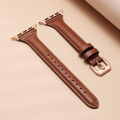 【N354】くすみカラー アップル ウォッチ レザー バンド 白/ブラウン apple watch バンド 細め 女性