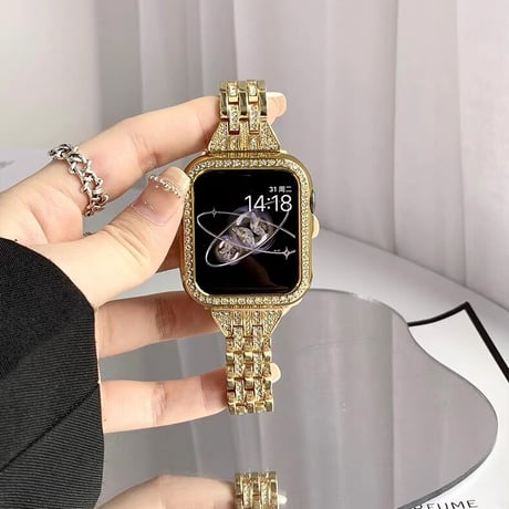 【N018】アップルウォッチ バンド 女性 キラキラ apple watch キラキラフレーム