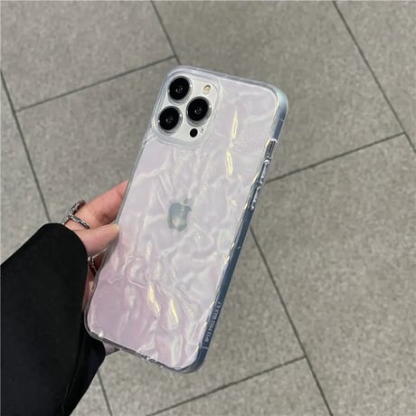 【N108】シワ加工 iphone15/15pro ソフトケース 韓国 ベージュ/グリーン/パープル  iPhone14/13/12シリーズケース おしゃれ