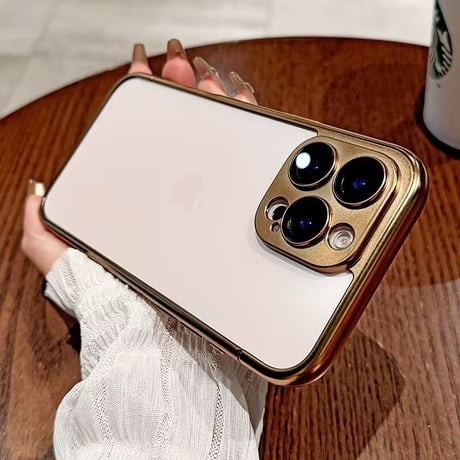 【N524】iphone16/16proケース シンプル メタリック バンパー iphoneケース 枠 ふちだけ カメラまで保護