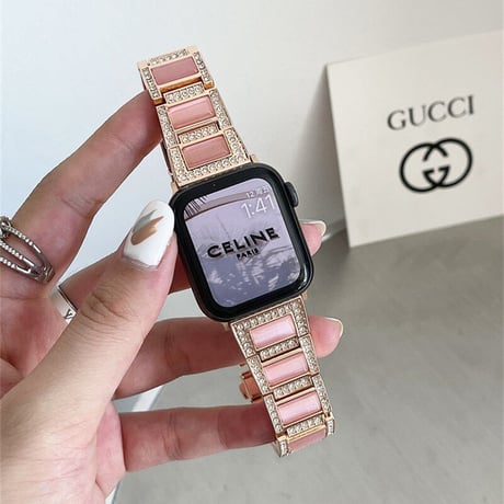 【N378】「apple watchケース付き」ステンレス+樹脂 apple watch バンド 女性 アップル ウォッチ バンド キラキラ 41mm/44mm/49mm