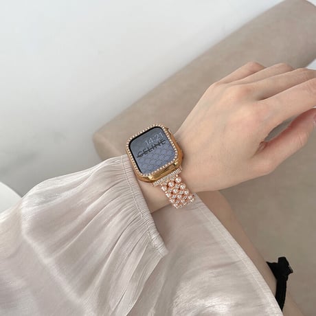 【N291】「バンパーケース付き」アップル ウォッチ バンド ブレスレット apple watch バンド 女性 かわいい set