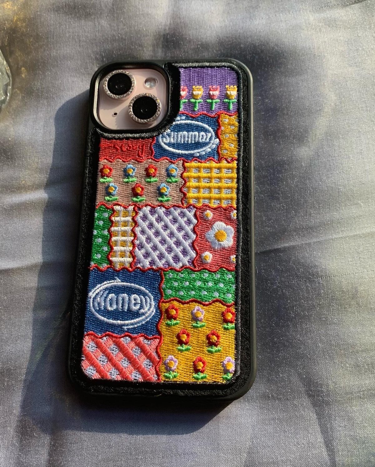 N206】刺繍iPhone15/14/13/12/11など対応ケースとカメラレンズ保護 