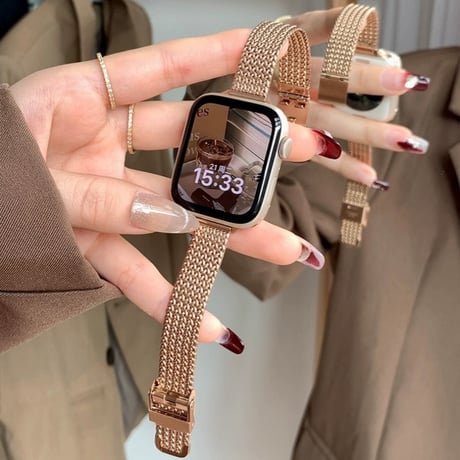 【N571】アップル ウォッチ バンド 女性 人気 apple watch バンド かわいい 細め