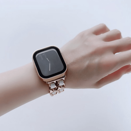 【N594】アップル ウォッチ ケース おしゃれ 防水 スクエア apple watch カバー おすすめ「ガラスフィルム一体型」