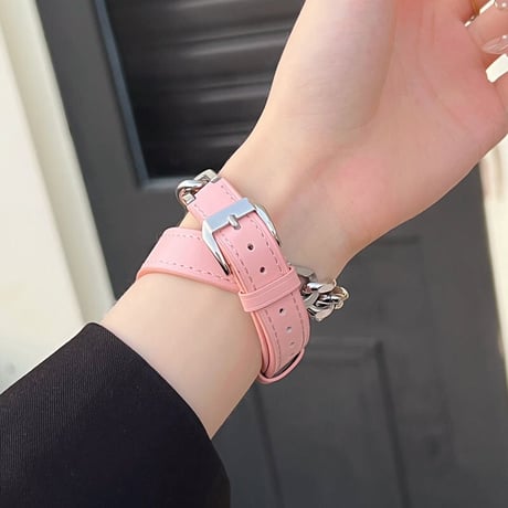 【N342】apple watch series 10 バンド 二 重 本革 アップル ウォッチ7/8/SE/新型Ultraバンド チェーン 男女兼用