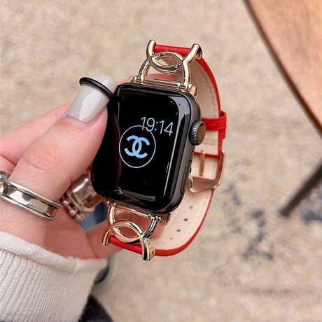 【N386】apple watch series 10 革 バンド 女性 ピンク 黒 アップル ウォッチ バンド 細め