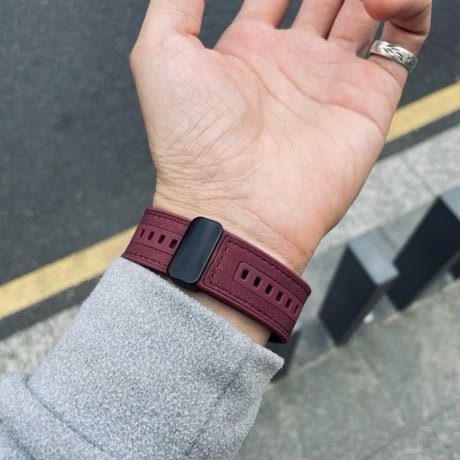 【N539】アップル ウォッチ バンド 磁石/マグネット apple watch バンド レザー+シリコン