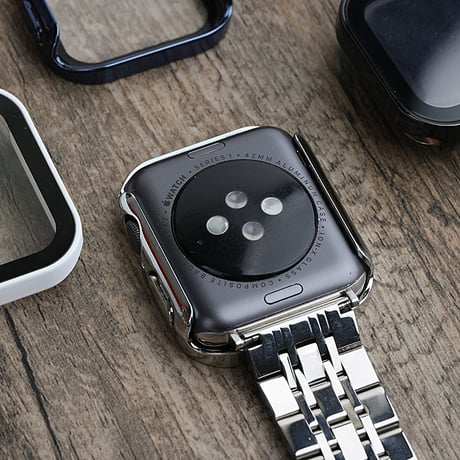 【N594】アップル ウォッチ ケース おしゃれ 防水 スクエア apple watch カバー おすすめ「ガラスフィルム一体型」
