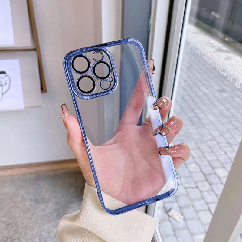N247】カメラ保護フィルム一体型 iPhone15/14/13ケース クリア