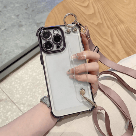 【N691】iphone ケース クリア ショルダー iphone ケース 衝撃 に 強い バンド 付き