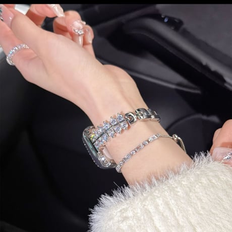 【N549】apple watch バンド キラキラ アップル ウォッチ ブレスレット バンド 女性 高級ジルコン