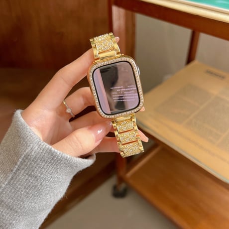 【N104】アップルウォッチ キラキラ バンド かわいい 女性 apple watch カバー＋バンドのset