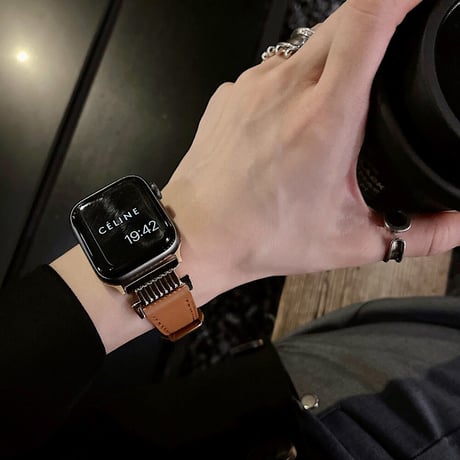 【N357】apple watch series 11 バンド 革 男女兼用 アップル ウォッチ バンド 韓国 黒 グレージュ