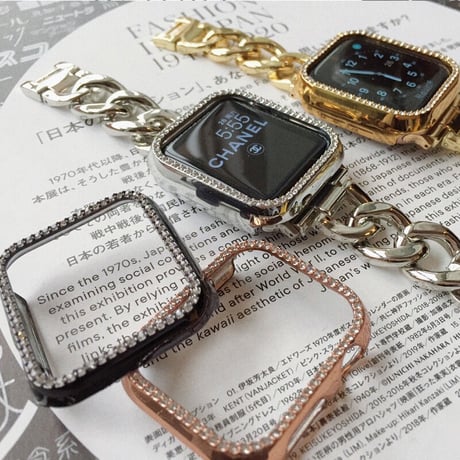 【N132】アップルウォッチ 7 カバー キラキラ 二重ラインストーン applewatch SEカバー 44mm 45mm 49mm
