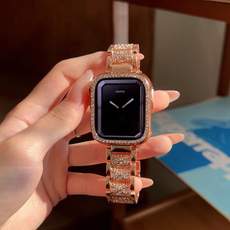 【N104】アップルウォッチ キラキラ バンド かわいい 女性 apple watch カバー＋バンドのset