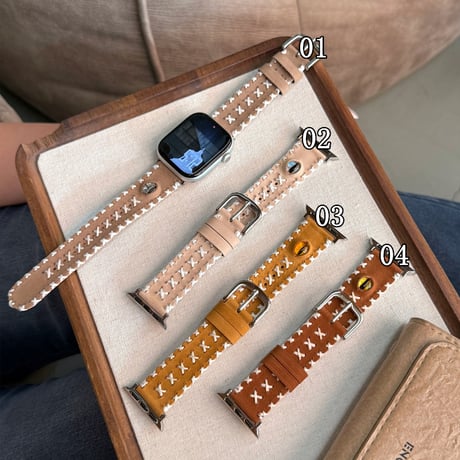 【N730】apple watch バンド おしゃれ 革 かっこいい アップル ウォッチ バンド ステッチ