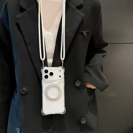 【N714】iphone17/16pro ケース ショルダー クリア magsafe ケース スタンド 付き