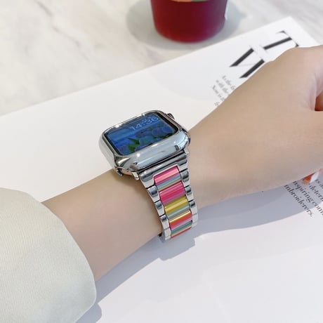 【N466】樹脂 × ステンレスアップルウォッチバンド applewatch バンド かわいい