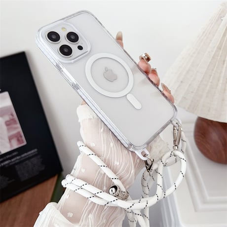 【N793】iphone17e ケース クリア マグセーフ 2way スマホ ショルダー ケース 耐 衝撃