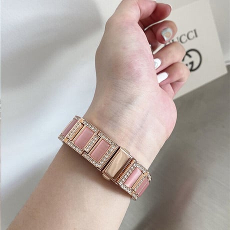 【N378】「apple watchケース付き」ステンレス+樹脂 apple watch バンド 女性 アップル ウォッチ バンド キラキラ 41mm/44mm/49mm