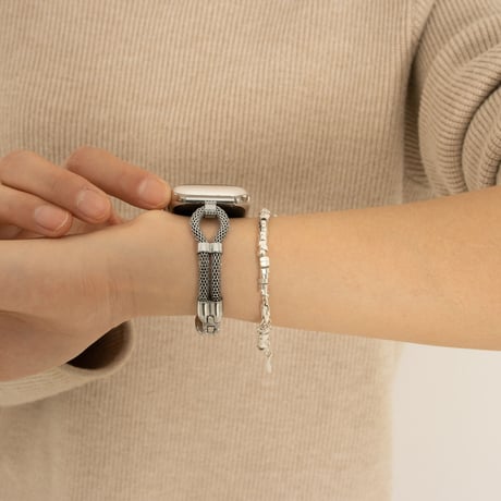 【N424】シルバー アップル ウォッチ バンド チェーン apple watch バンド かわいい