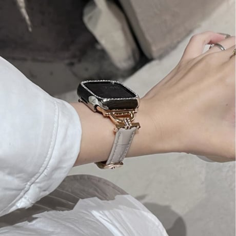 【N673】クロコダイル 型 押し apple watch バンド 革 アップルウォッチ バンド 女性 人気