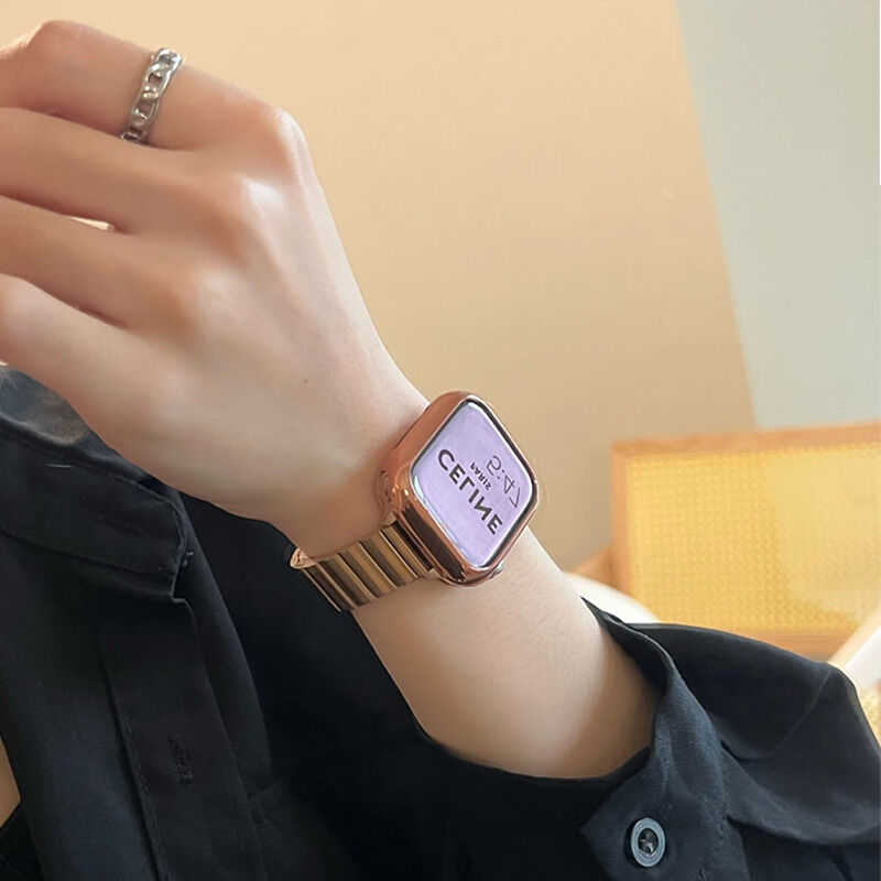 N295】「バンパーケース付き」apple watch バンド シルバー N295】「バンパーケース付き」apple watch バンド シルバー