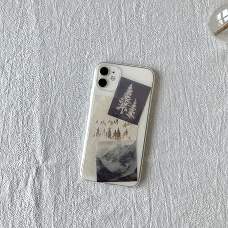 【N028】霧の森seriesiPhoneステッカーケース アレンジ iPhone17/17proクリアケース 挟む トレカ 緑の夏