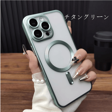 【N288】MagSafe充電対応 マット iphone16/16proブラック/ブルー/パープルに合うケース シンプル tpuスマホケース クリア