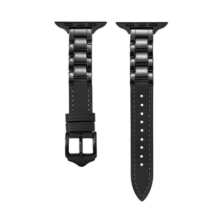 【N625】アップル ウォッチ バンド セラミック＆レザー  apple watch series 10/11 バンド 高級 おしゃれ