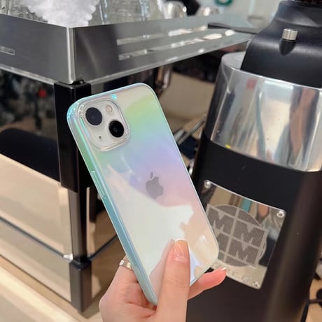 【N096】オーロラクリアiPhone16E/16pro/15ケース ハードソフト グラデーション おしゃれ