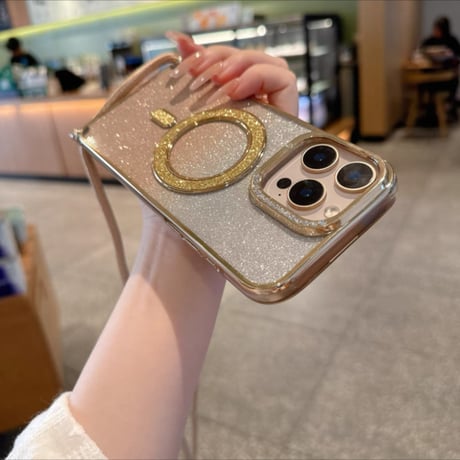 【N689】iphone ケース ショルダー 可愛い iphone ケース マグセーフ キラキラ
