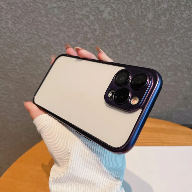 N524】iphone16/16proケース シンプル メタリック バンパー