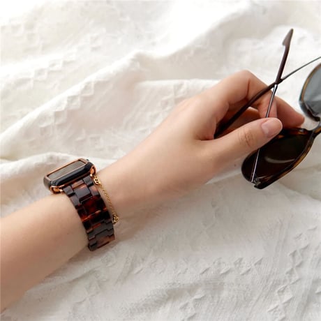 【N201】「apple watchカバー付き」アップルウォッチ バンド べっ甲 apple watch バンド 店舗 set