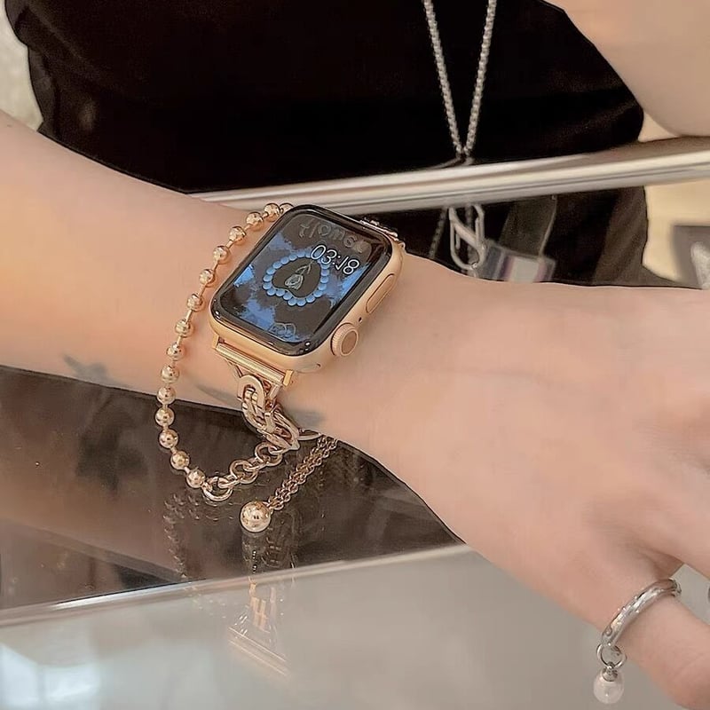 N019】アップルウォッチ チェーンバンド おすすめ シルバー アナル