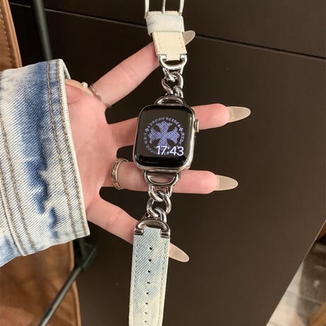 【N584】デニム アップル ウォッチ チェーン バンド apple watch バンド かわいい