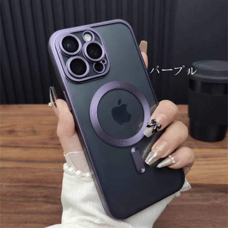 【N288】MagSafe充電対応 マット iphone16/16proブラック/ブルー/パープルに合うケース シンプル tpuスマホケース クリア