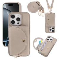 【N798】ミラー 付き iphone17e/17pro ケース 多 機能 財布付き スマホケース ショルダー