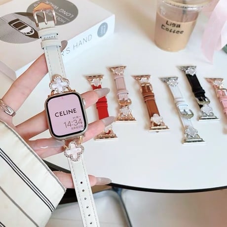 【N473】四つ葉クローバー アップル ウォッチ バンド 女性 人気 apple watch バンド レザー