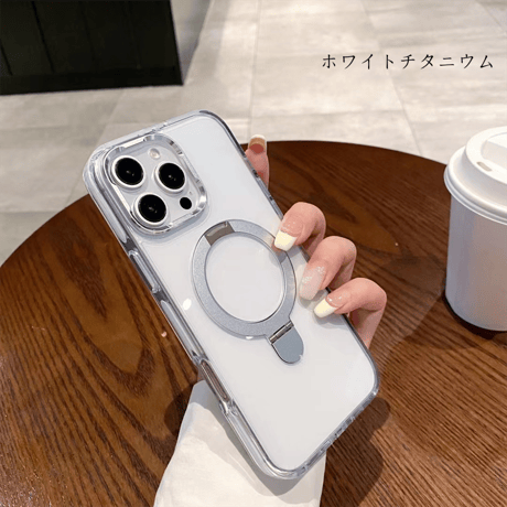 【N374】iPhone16pro マグセーフケース iPhone16 ケース スタンド iPhoneケース 透明 かわいい