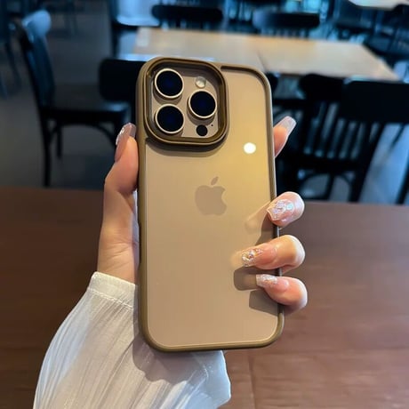 【N377】 iPhone16に合う耐衝撃ケース デザートチタニウム/チタンナチュラルに合うiPhone16pro クリアケース