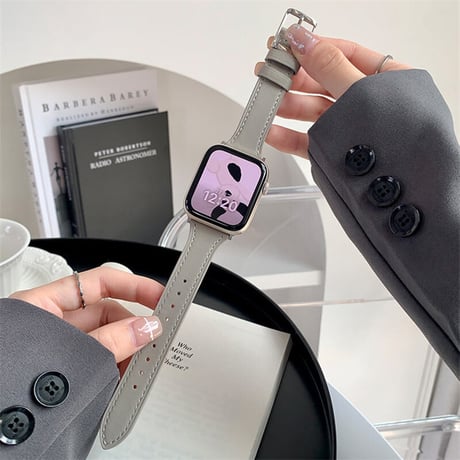 【N322】本革 applewatch バンド くすみカラー 40/42/49mm アップル ウォッチ ウルトラ バンド グレー レザー