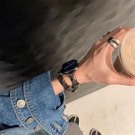 【N490】アップル ウォッチ バンド スタッズ apple watch バンド 二 重 おすすめ