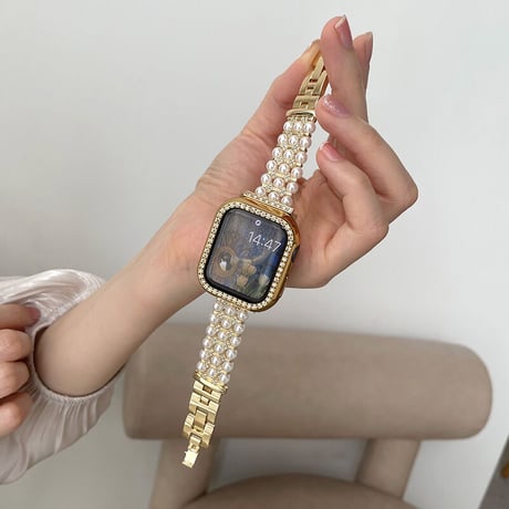 【N291】「バンパーケース付き」アップル ウォッチ バンド ブレスレット apple watch バンド 女性 かわいい set