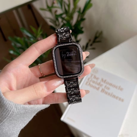 【N104】アップルウォッチ キラキラ バンド かわいい 女性 apple watch カバー＋バンドのset