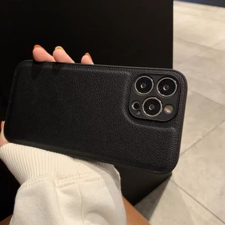 【N140】iPhone16/15/14レザーケース 無地 黒白 高級 iPhone12pro/XSケース シンプル
